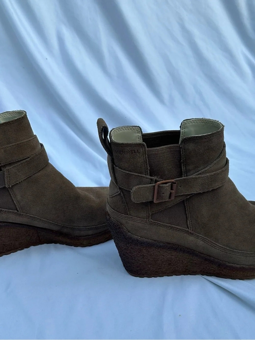 Merrell Brown Suede Wedge Ankle Boots